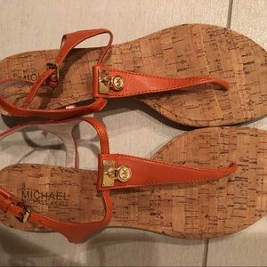 NEVER WORN orange Michael Kors mini wedge